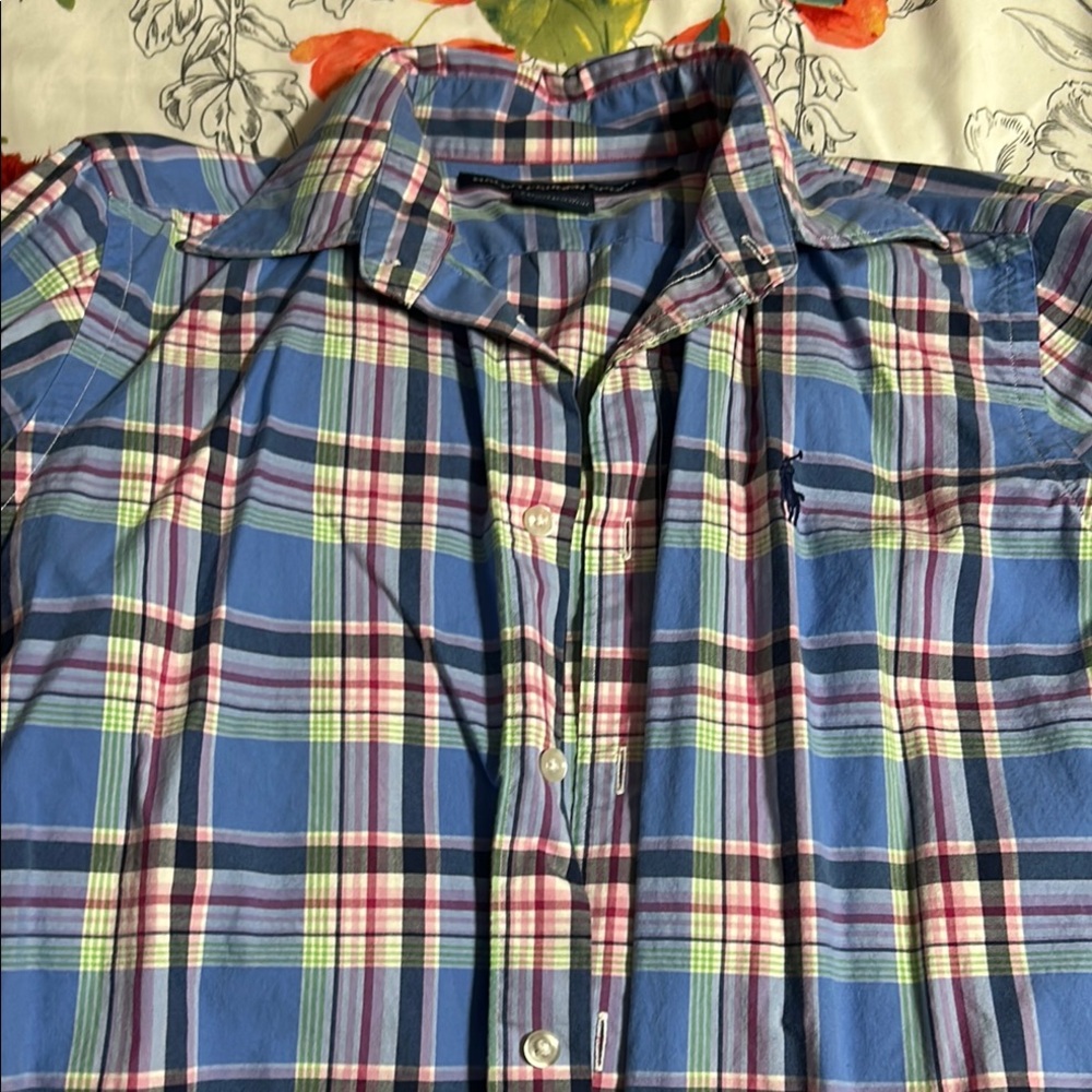 Womens Blue Plaid Shirt